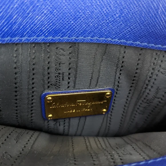 Authentic Salvatore Ferragamo top handle bag in cobalt baltik blue - Picture 12 of 14